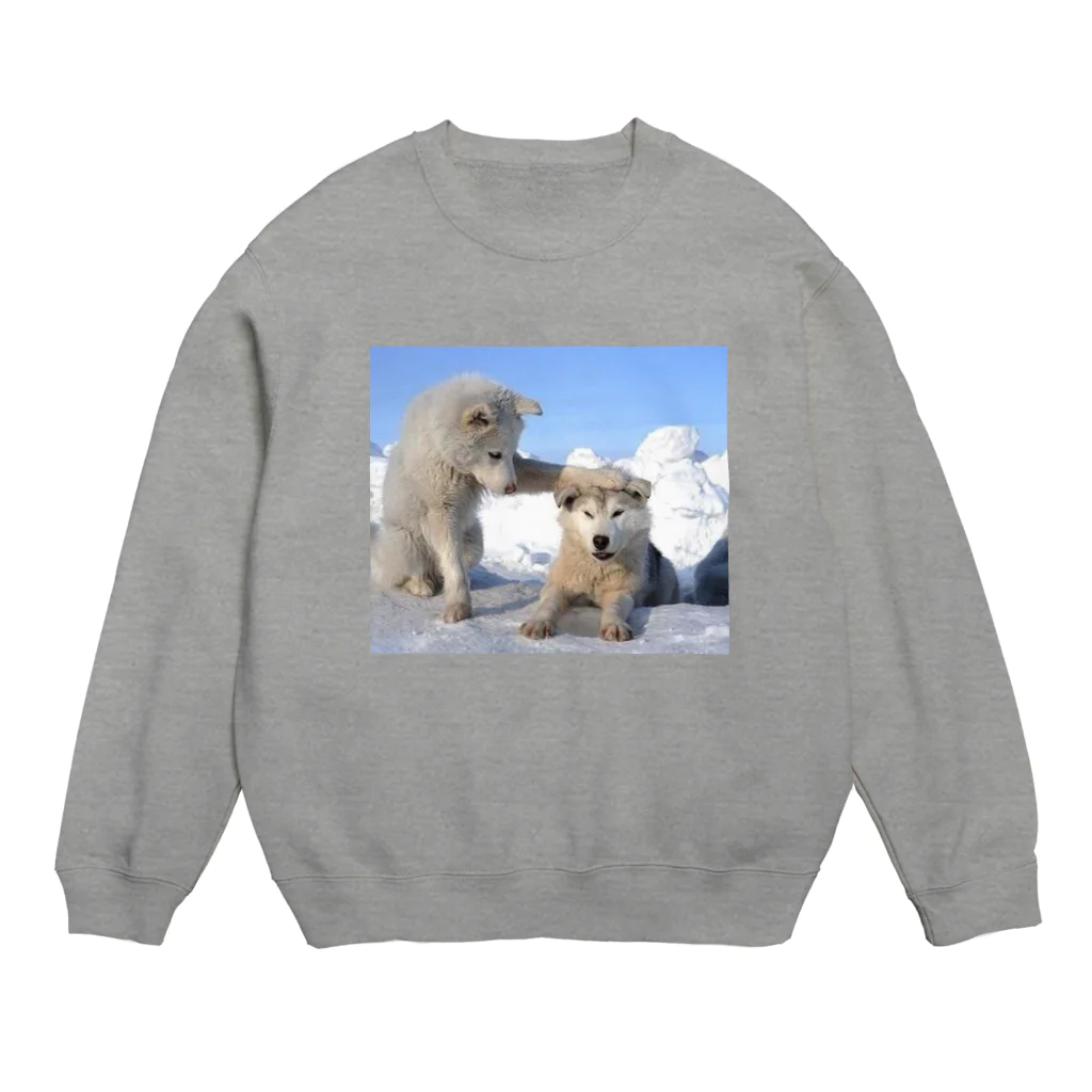 Teatime ティータイムの白い犬 dog park Crew Neck Sweatshirt