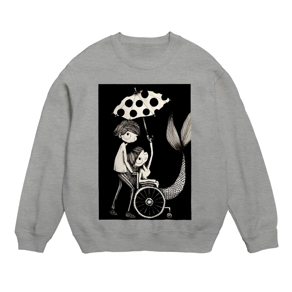 mermaidの雨の日の人魚 Crew Neck Sweatshirt