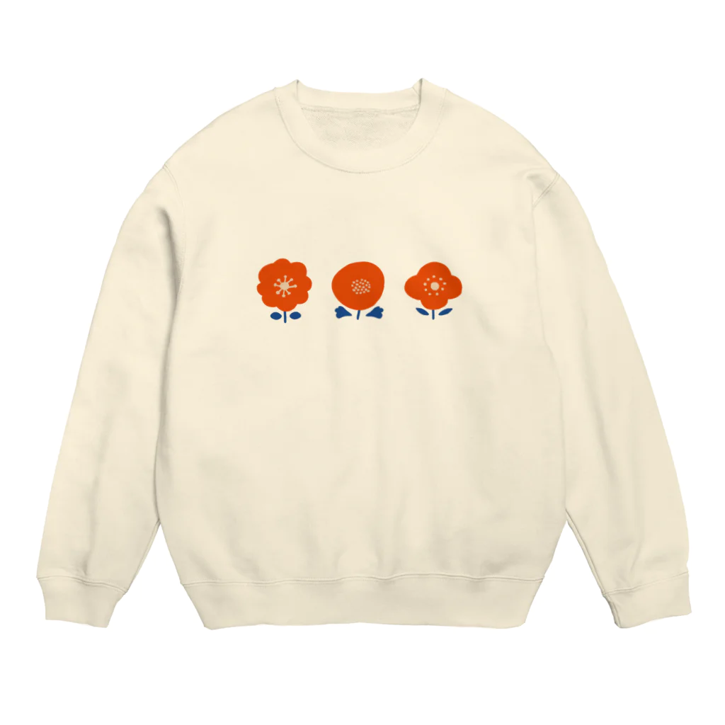 さちこの3つのお花( あか ) Crew Neck Sweatshirt