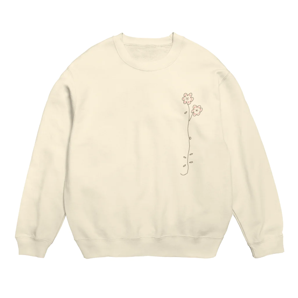 尹のおとなしい花 (ピンク) Crew Neck Sweatshirt