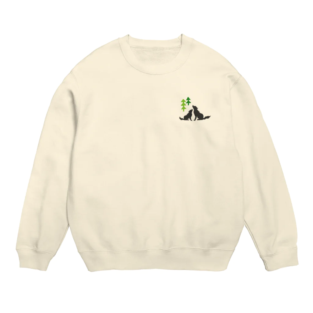 くろすけのオオカミと木 Crew Neck Sweatshirt