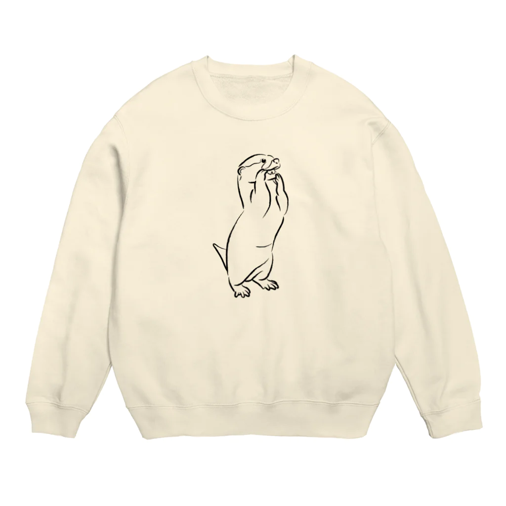 カワウソとフルーツのシンプルカワウソ（黒） Crew Neck Sweatshirt