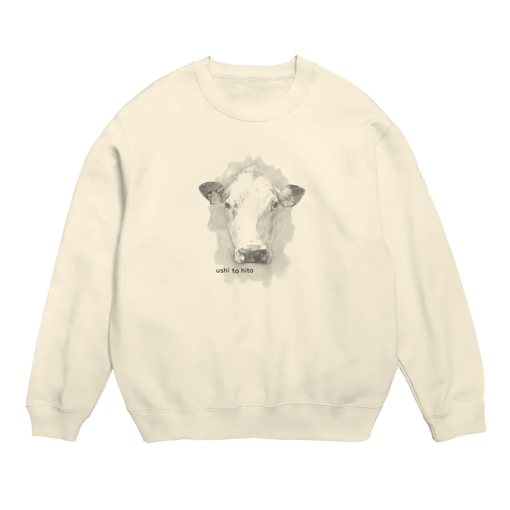 ushi to hitoのshiro-ushi(mono) Crew Neck Sweatshirt