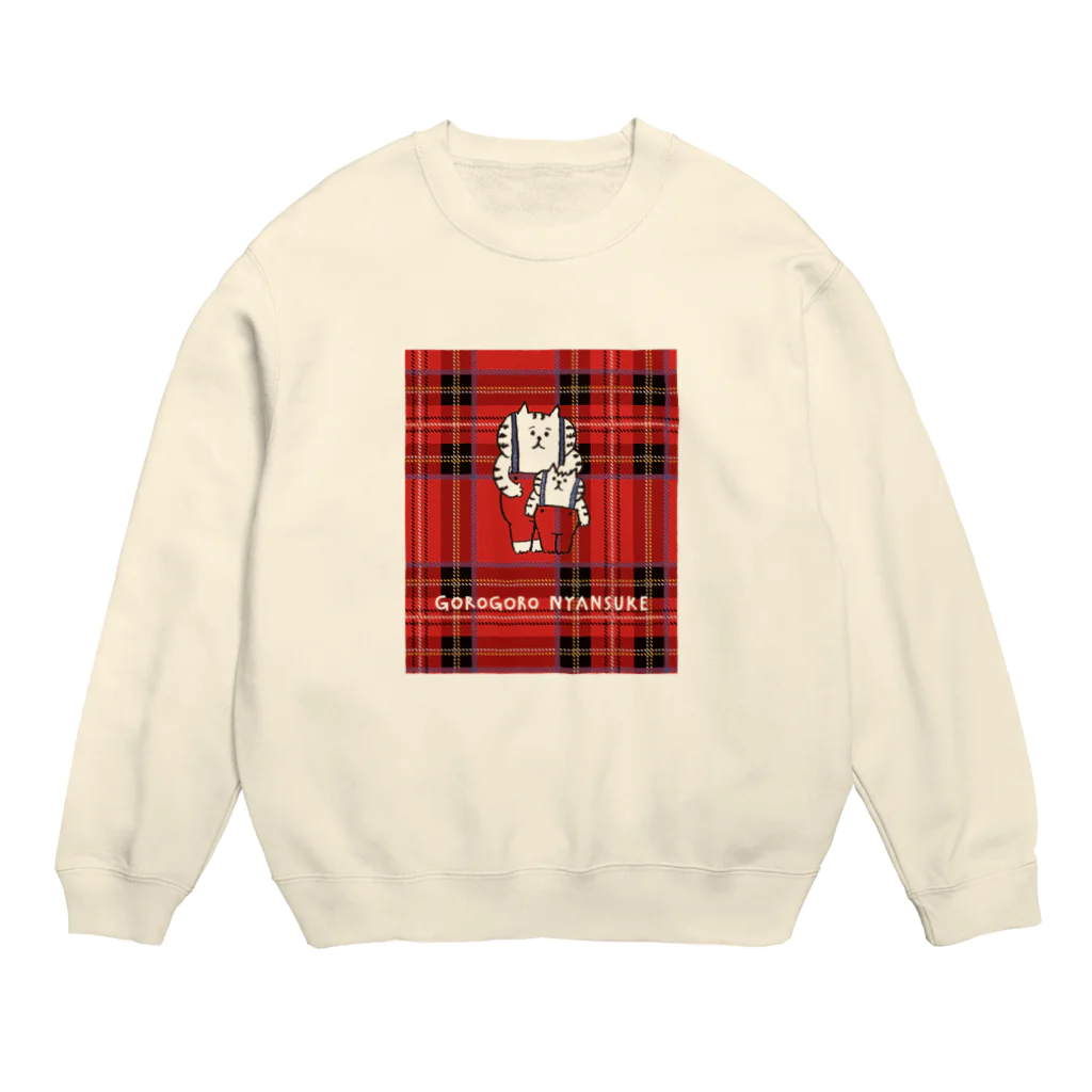 ごろごろにゃんすけのチェック　RED Crew Neck Sweatshirt