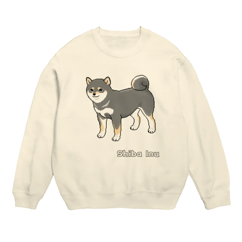 Shiba Inu Streetのちょっとうれしそうな黒柴のドット絵 Crew Neck Sweatshirt