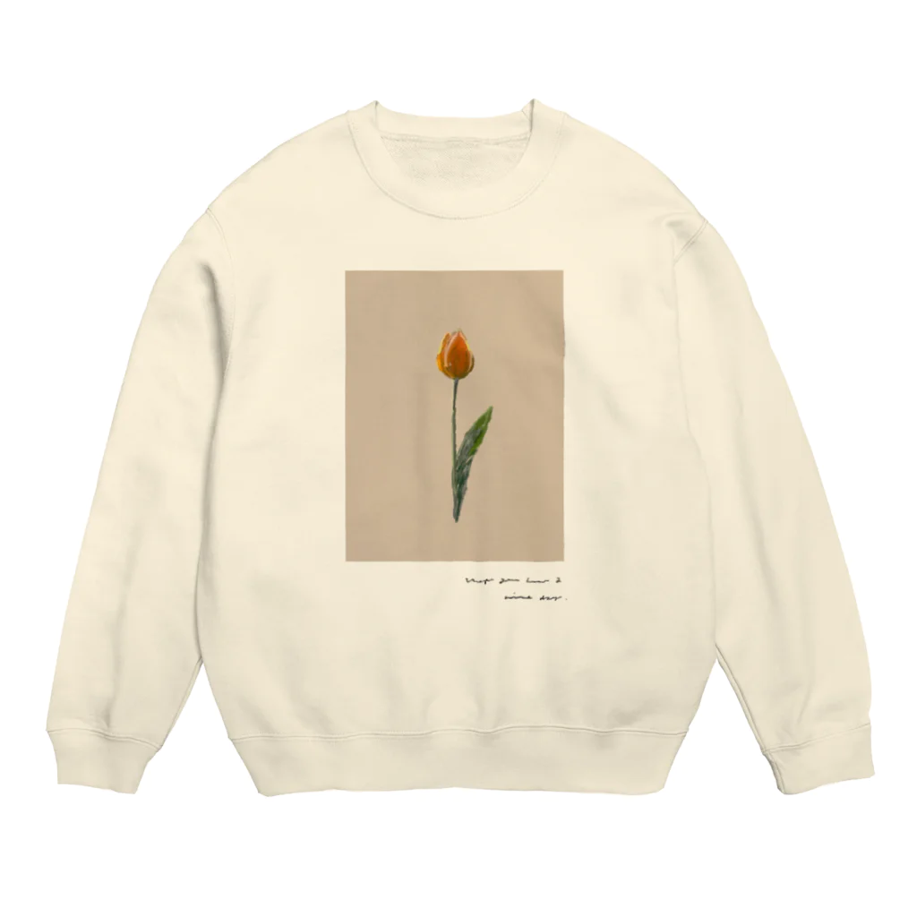 rilybiiの夕焼けとチューリップ Crew Neck Sweatshirt