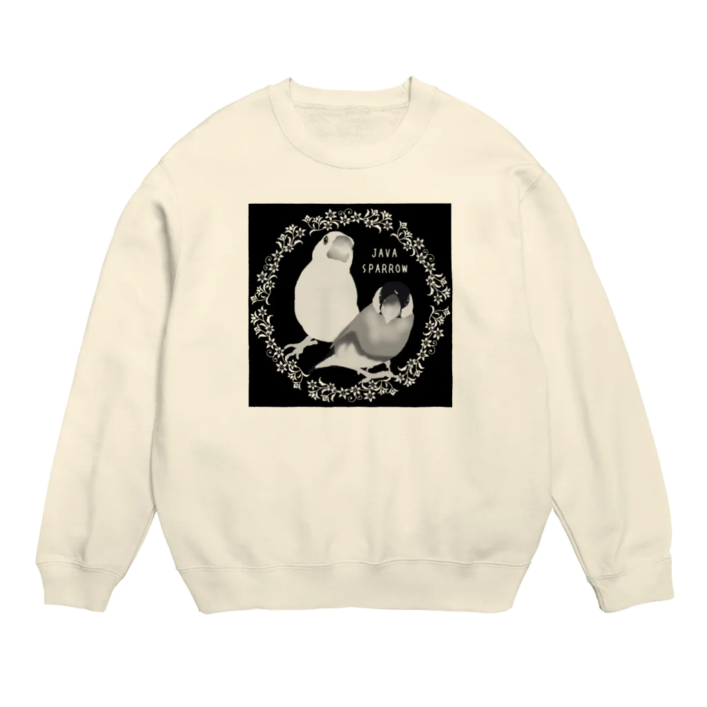 KINAKOLab@SUZURIのモノクロ文鳥さん Crew Neck Sweatshirt