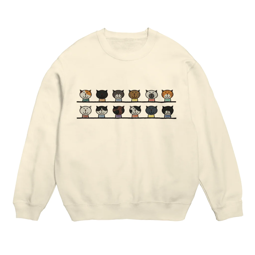 Yellow_Sparrowのせいぞろいするねこ Crew Neck Sweatshirt