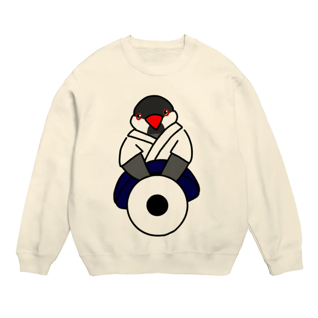 Lily bird（リリーバード）の正座の弓道部んちょ（桜文鳥）と星的① Crew Neck Sweatshirt