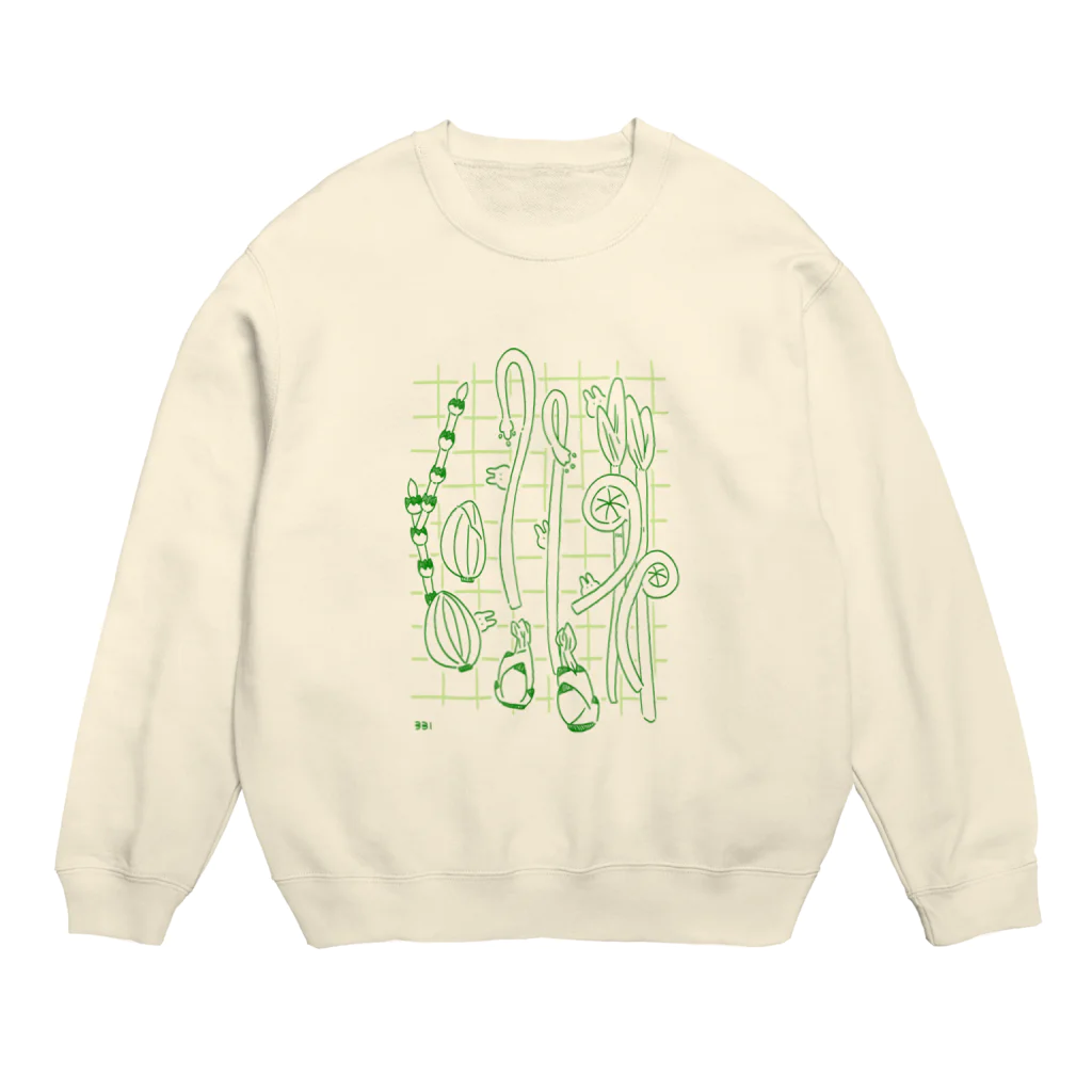 soratoの山菜とちいさいうさぎ Crew Neck Sweatshirt