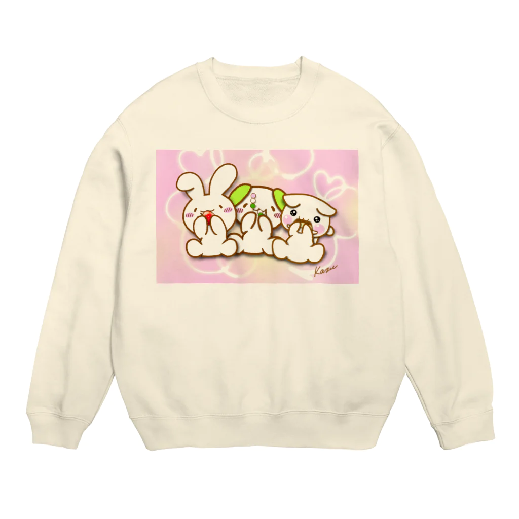 グッズショップKAZUのハムハムけあうさトリオ Crew Neck Sweatshirt