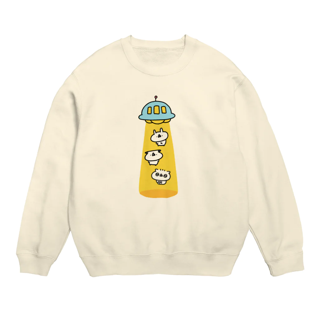 うさぎ帝国SUZURIショップのアブダクション Crew Neck Sweatshirt