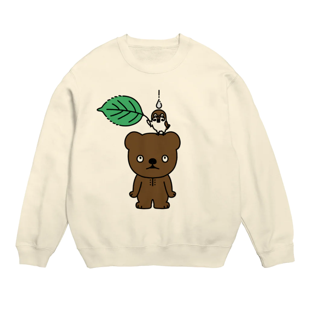 イラスト MONYAAT のこぐまとスズメと雨のしずく Crew Neck Sweatshirt