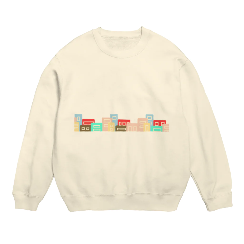 あっきーのお店屋さんのカラフルな街並み Crew Neck Sweatshirt