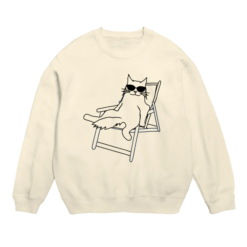 V Voca.のデッキチェアに座る猫 A Crew Neck Sweatshirt