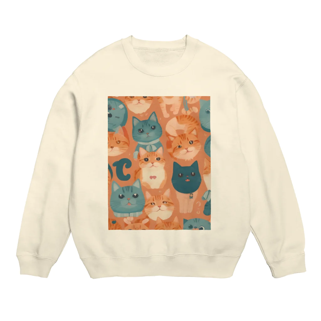 aokitaの少し不思議なねこのアート Crew Neck Sweatshirt