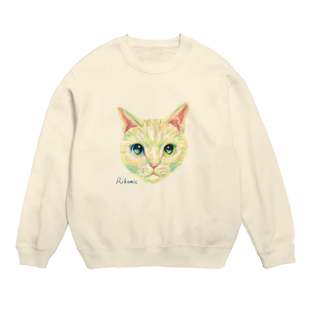 Rikonic -oilpastel-のオッドアイしろねこ Crew Neck Sweatshirt