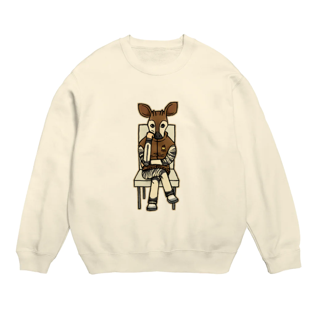 すとろべりーガムFactoryの物思いにふけるオカピ氏 Crew Neck Sweatshirt