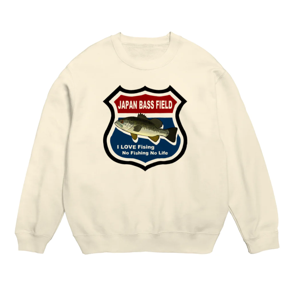 takaki1982のJapan Bass Field バス釣り大好き ロードサイン風 Crew Neck Sweatshirt