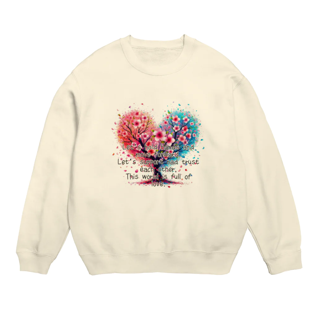 Chika-Tataのサクラとハート Crew Neck Sweatshirt