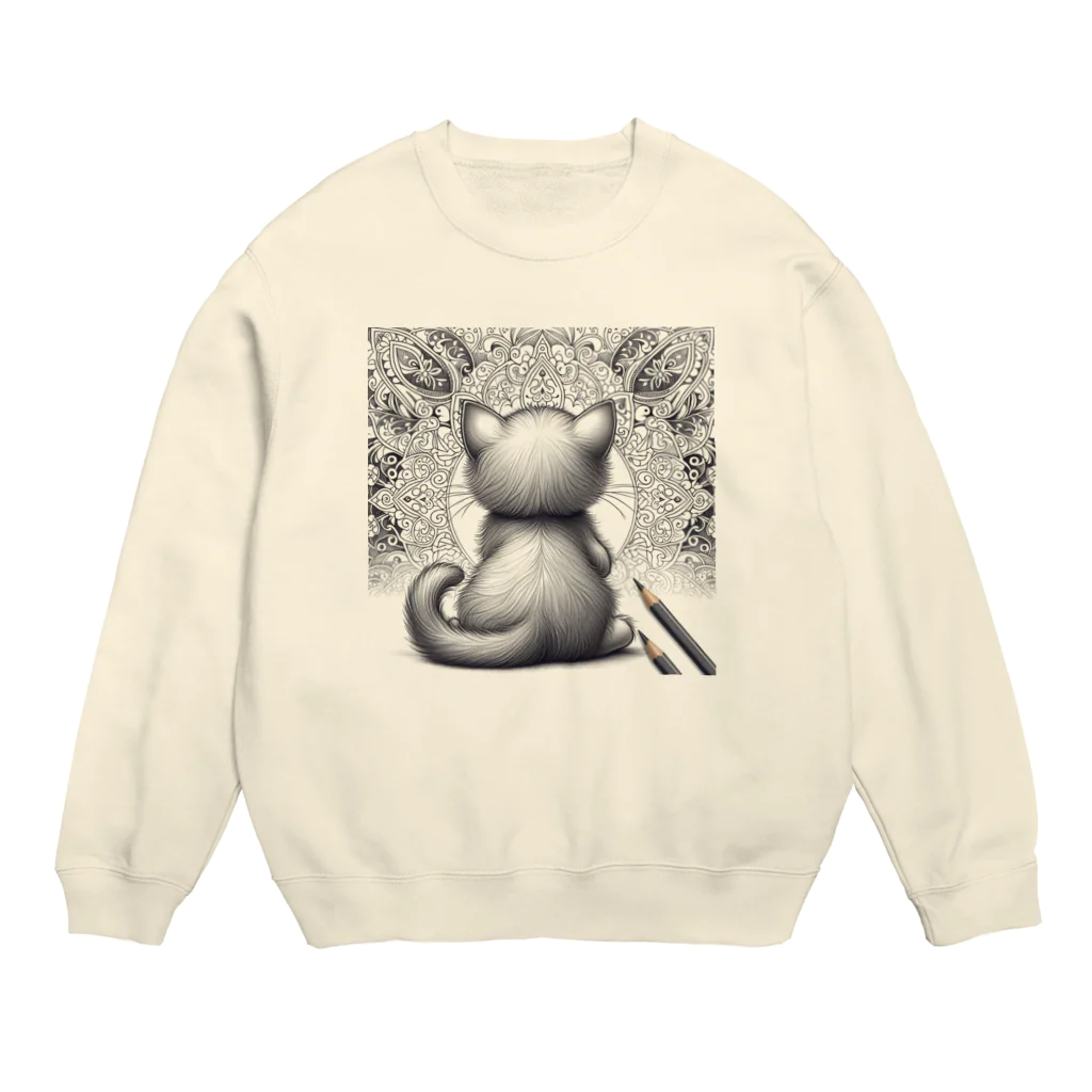 にくきゅう299のBack-raised Dream Cat Crew Neck Sweatshirt