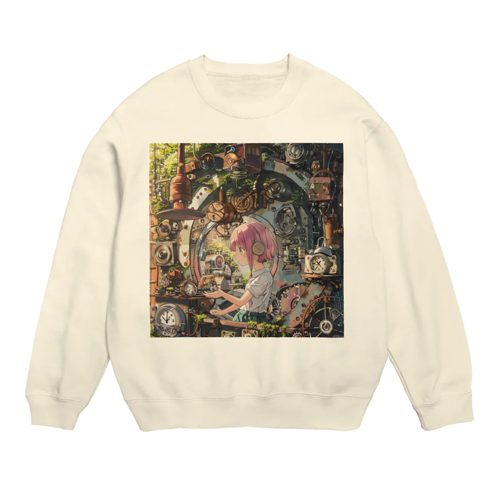 TwinkleBeetleのgirl in the clock Crew Neck Sweatshirt