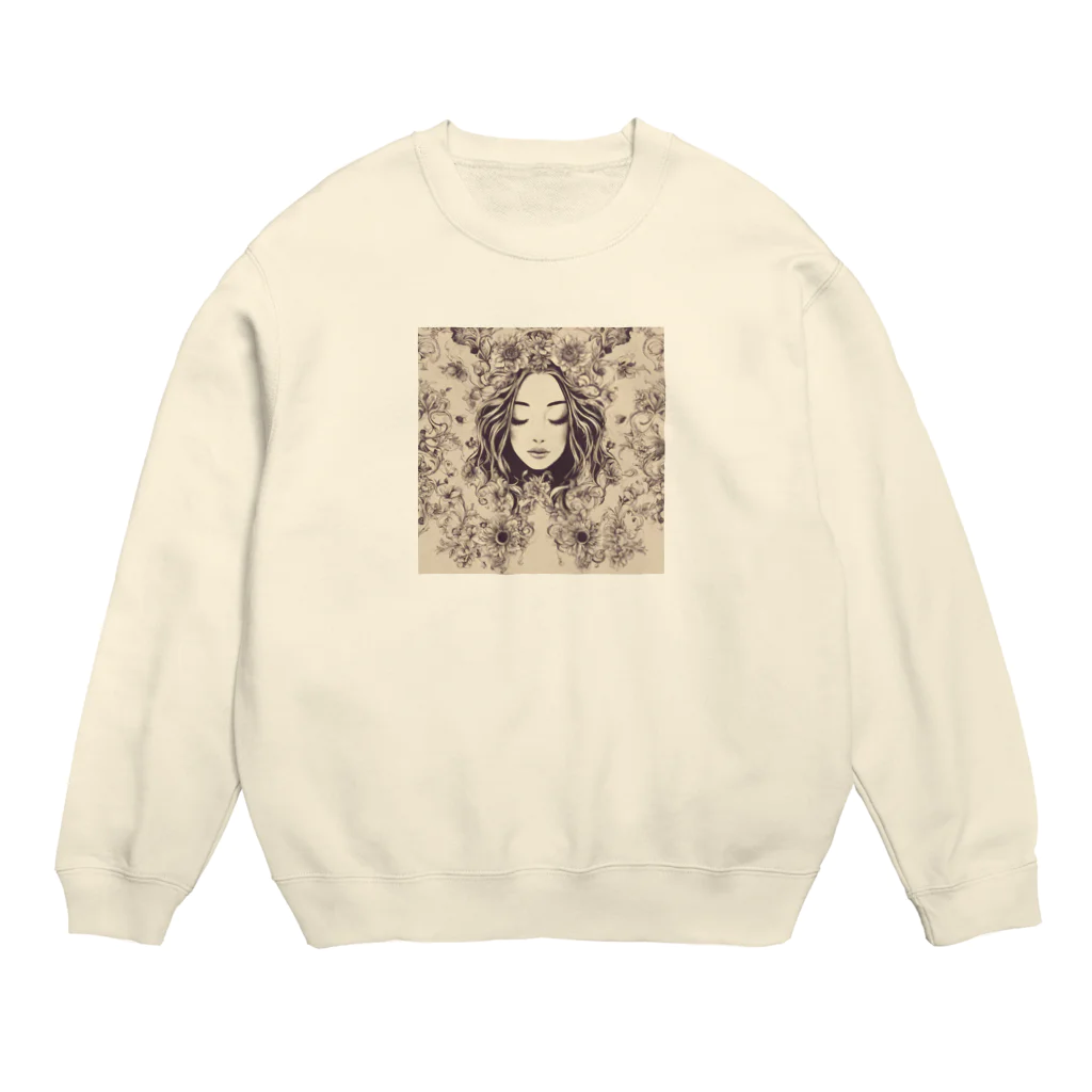 ニャン丸の女神の睡眠 Crew Neck Sweatshirt