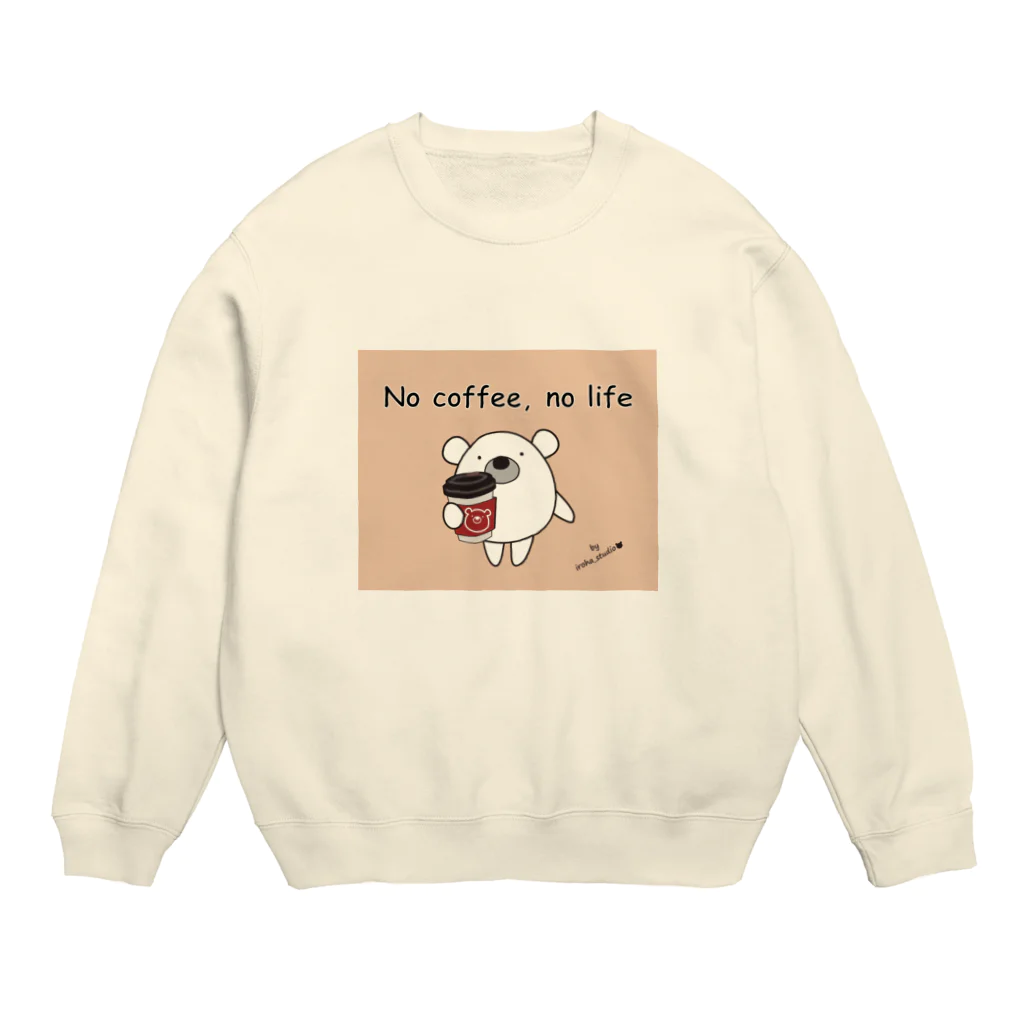 iroha_studioのくまのポポ（No coffee, no life） Crew Neck Sweatshirt