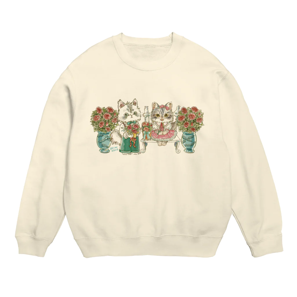 猫のきぬくんのお店のミルちゃん　ローズガーデンツアー Crew Neck Sweatshirt