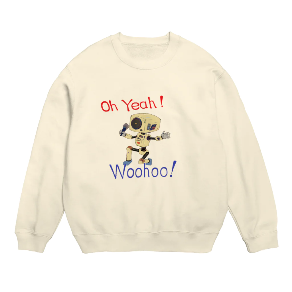 せつらデザイングッズの熱唱ロボ Crew Neck Sweatshirt