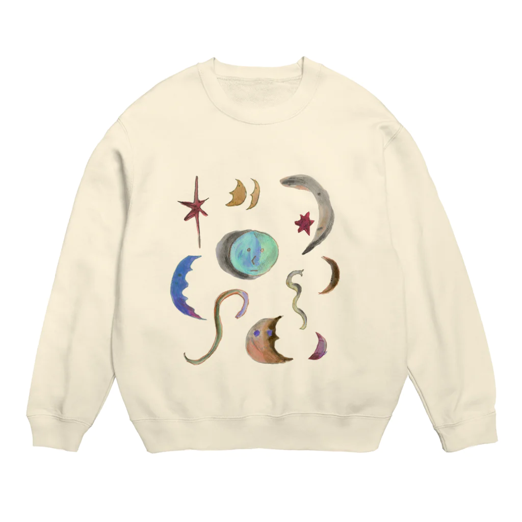 きたのかんむりの水彩どろーいんぐ：月 Crew Neck Sweatshirt