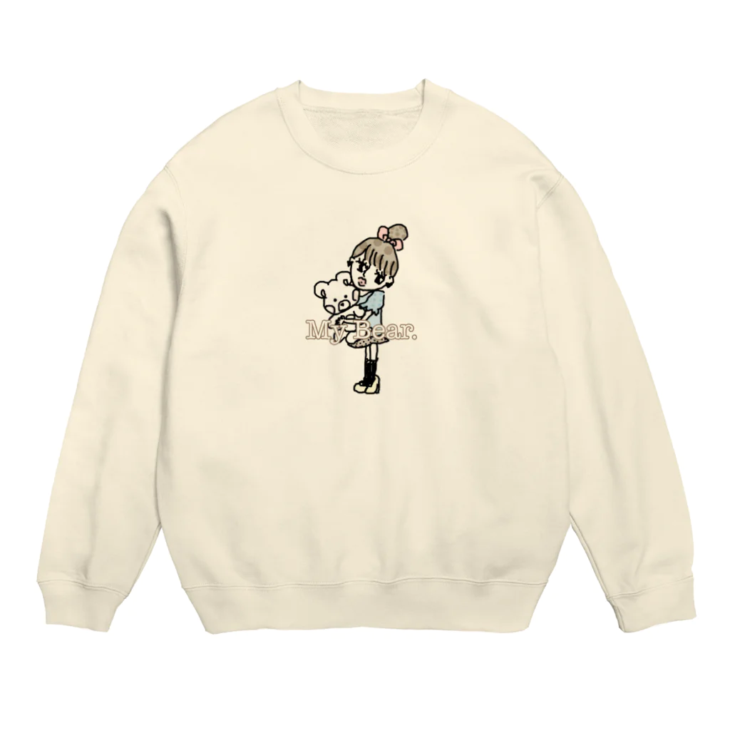 Ychanの女の子とクマさん🧸 Crew Neck Sweatshirt