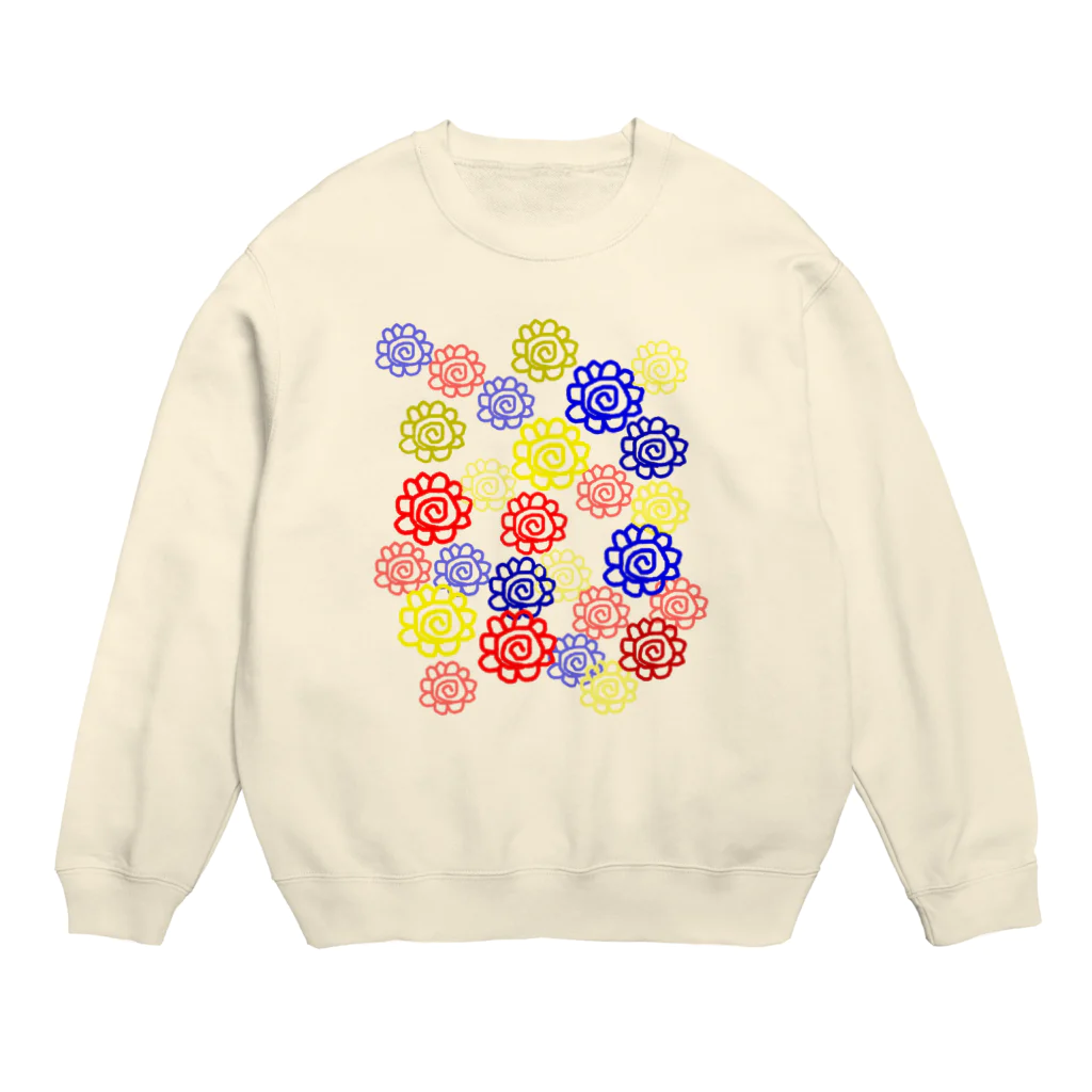 🐸かえるさんと仲間たち🐸のHAPPY花丸 Crew Neck Sweatshirt