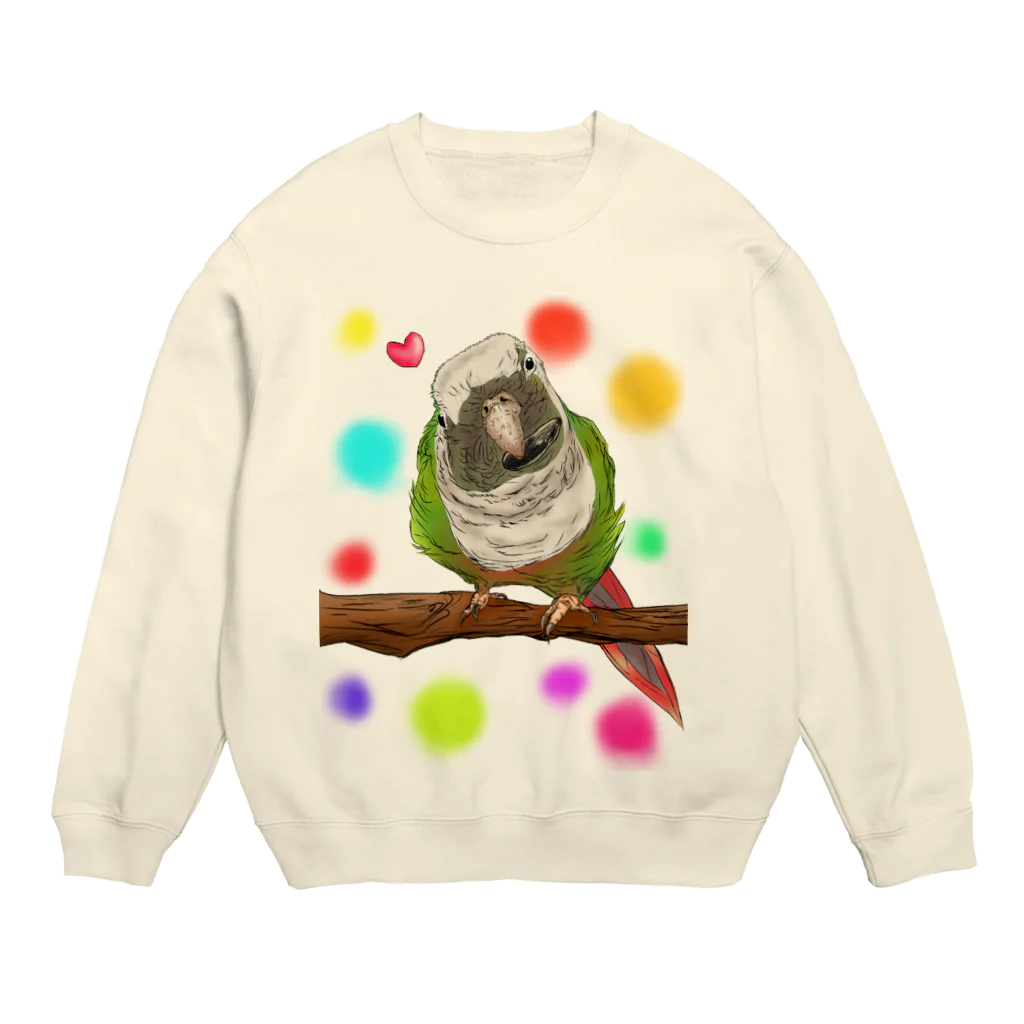 Lily bird（リリーバード）のホオミドリアカオウロコインコ フルカラー② Crew Neck Sweatshirt