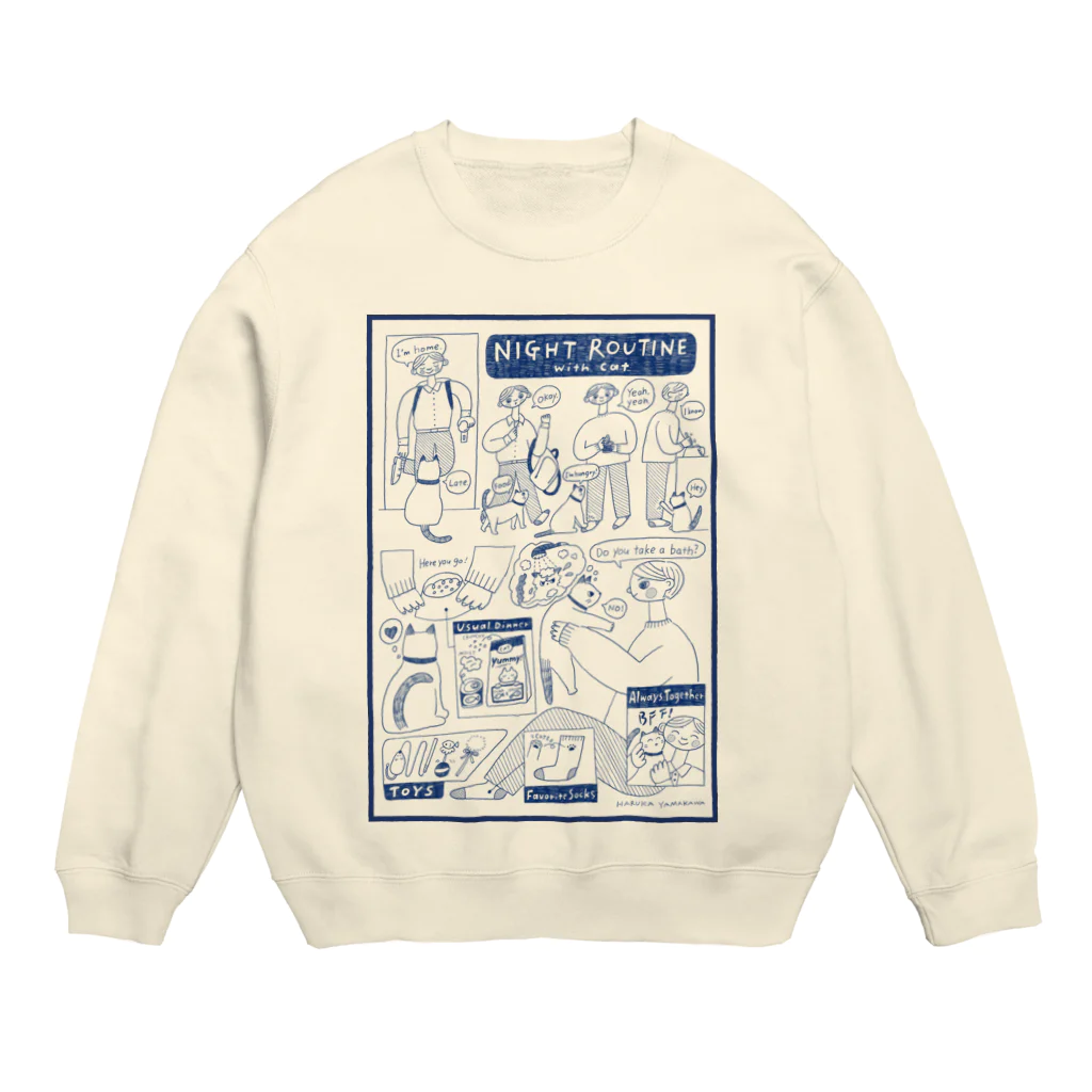 YA MARKETのNIGHT ROUTINE with CAT Crew Neck Sweatshirt