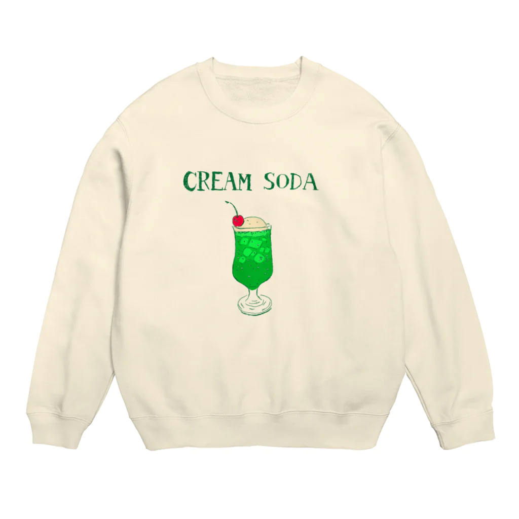 NIKORASU GOの昭和レトロデザイン「クリームソーダ」 Crew Neck Sweatshirt