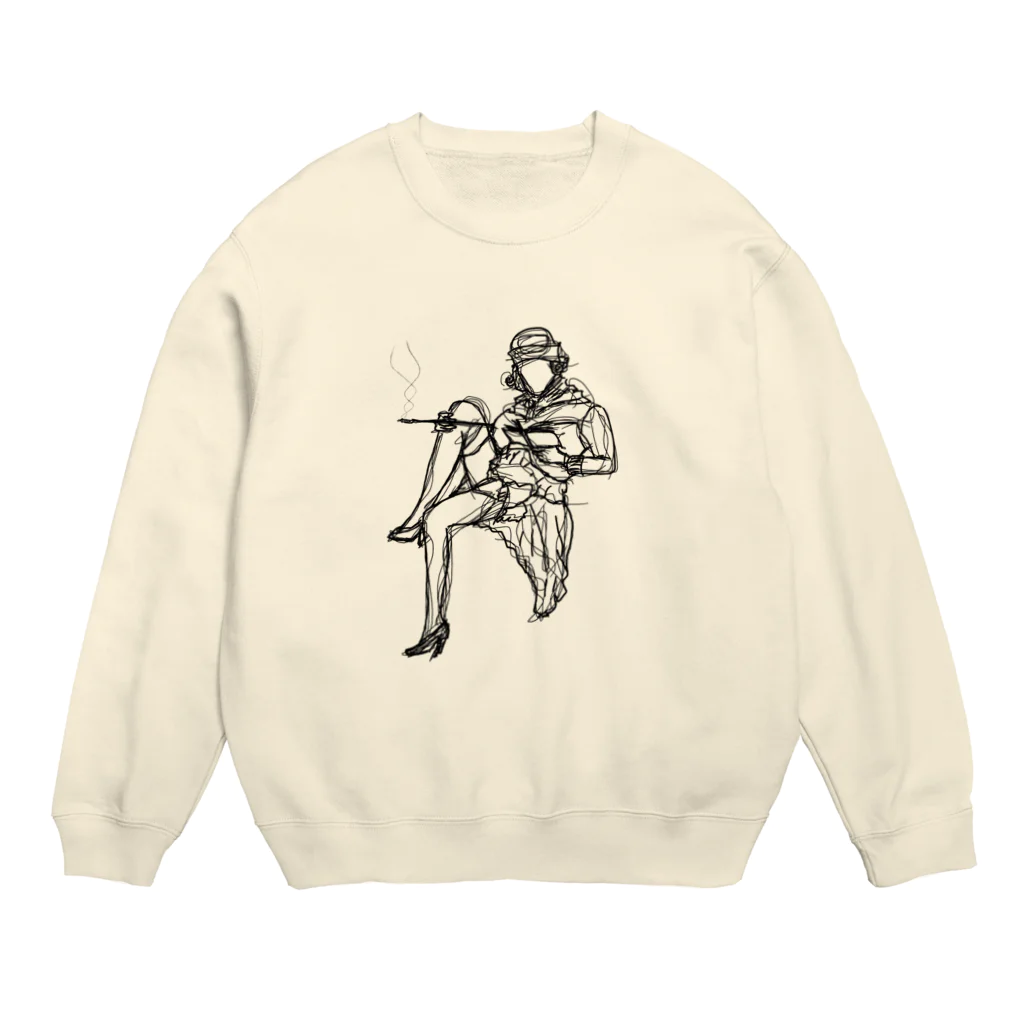 misosoupの本を読む女 Crew Neck Sweatshirt