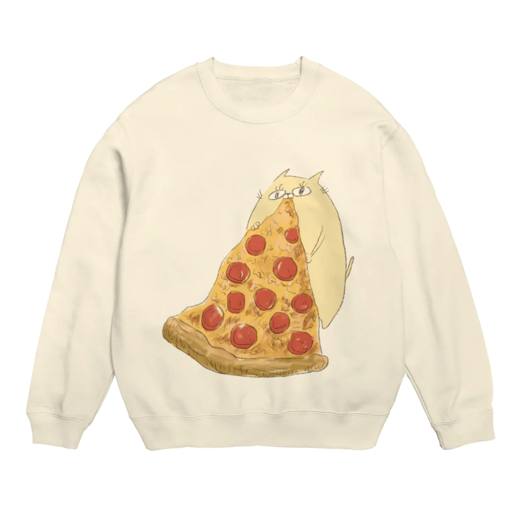 ぐーにゃんのごちそうさがしのpizza time (ぐーにゃん) Crew Neck Sweatshirt