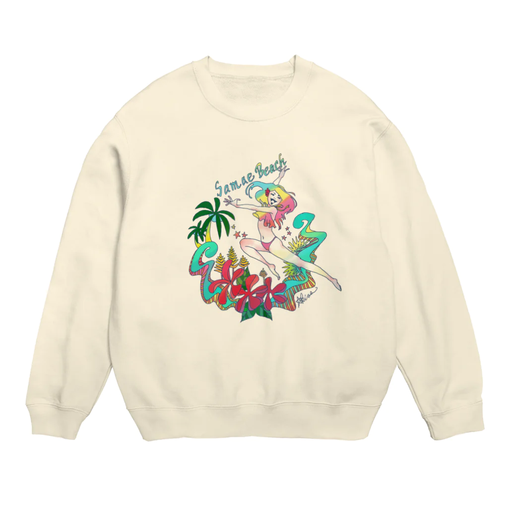 Akissの海に来た喜びを全身で表現した Crew Neck Sweatshirt