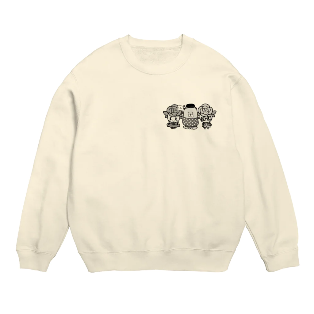 エツコロジーのモノクロＣＫばららちゃんとおじゃもんくん Crew Neck Sweatshirt