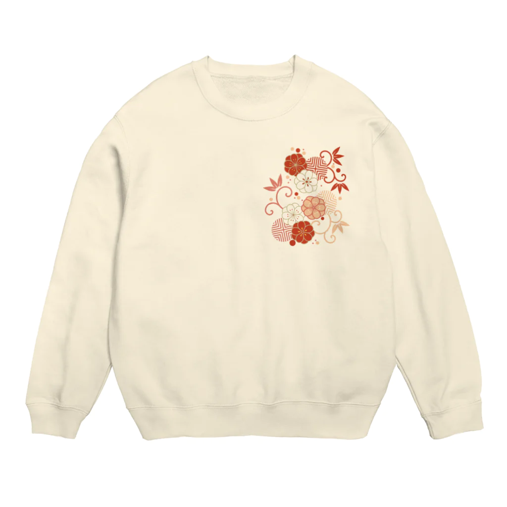 fujiatsuの梅と唐草（赤） Crew Neck Sweatshirt