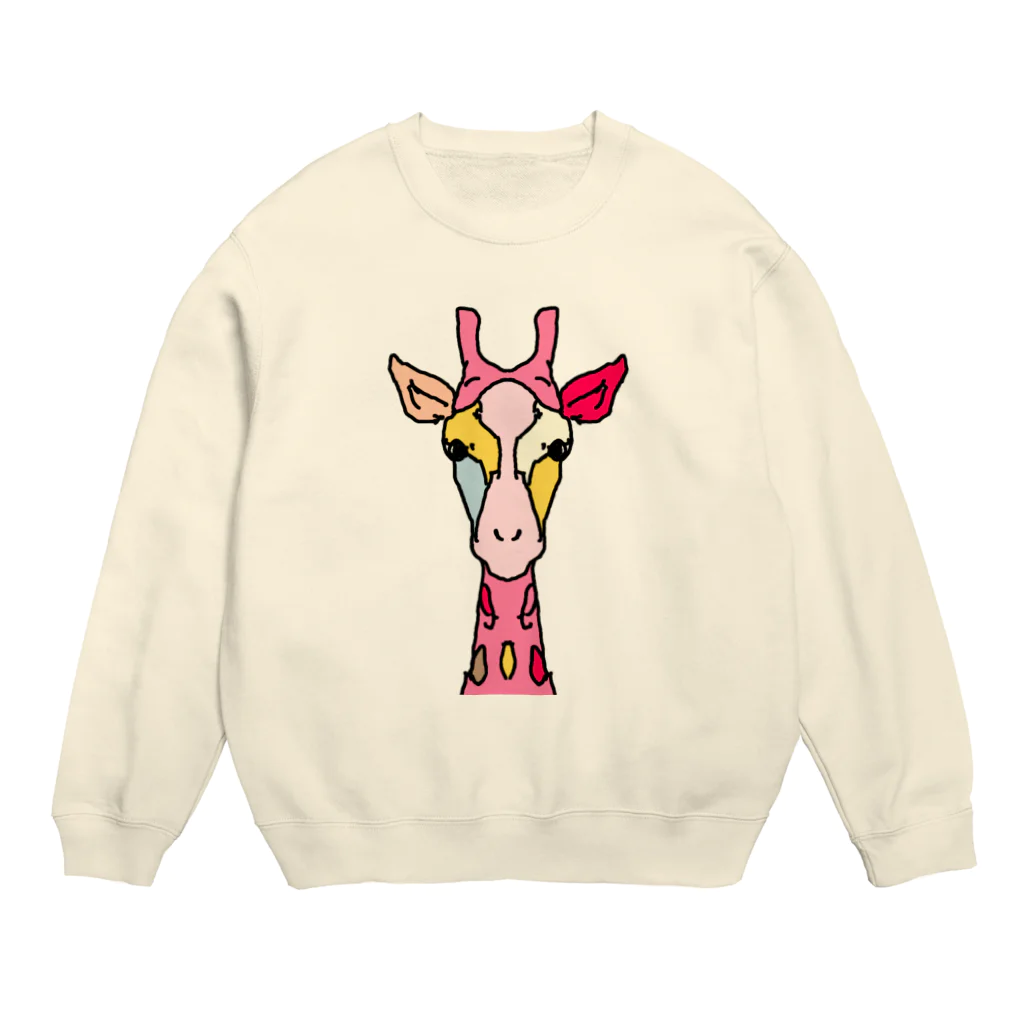 Full of vitality　(フル　オブ　バイタリティ)のgiraffe☆pink　(ピンク色のキリン)　Full of vitality　(フル　オブ　バイタリティ) Crew Neck Sweatshirt