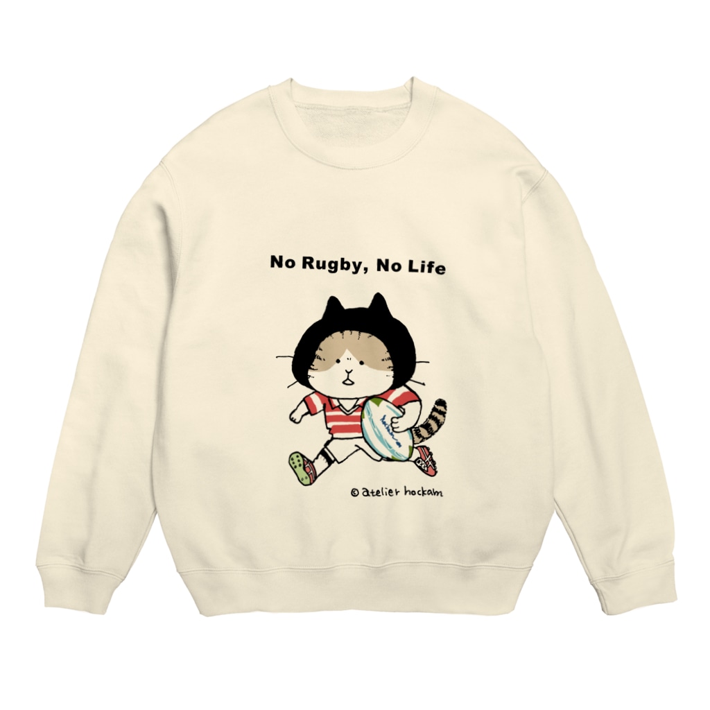 ほっかむねこ屋（アトリエほっかむ）のラグビーねこ Crew Neck Sweatshirt