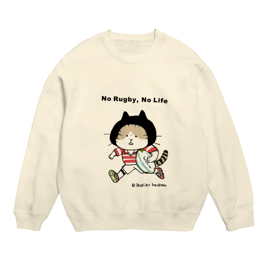 ほっかむねこ屋（アトリエほっかむ）のラグビーねこ　#ラグビー #猫 Crew Neck Sweatshirt