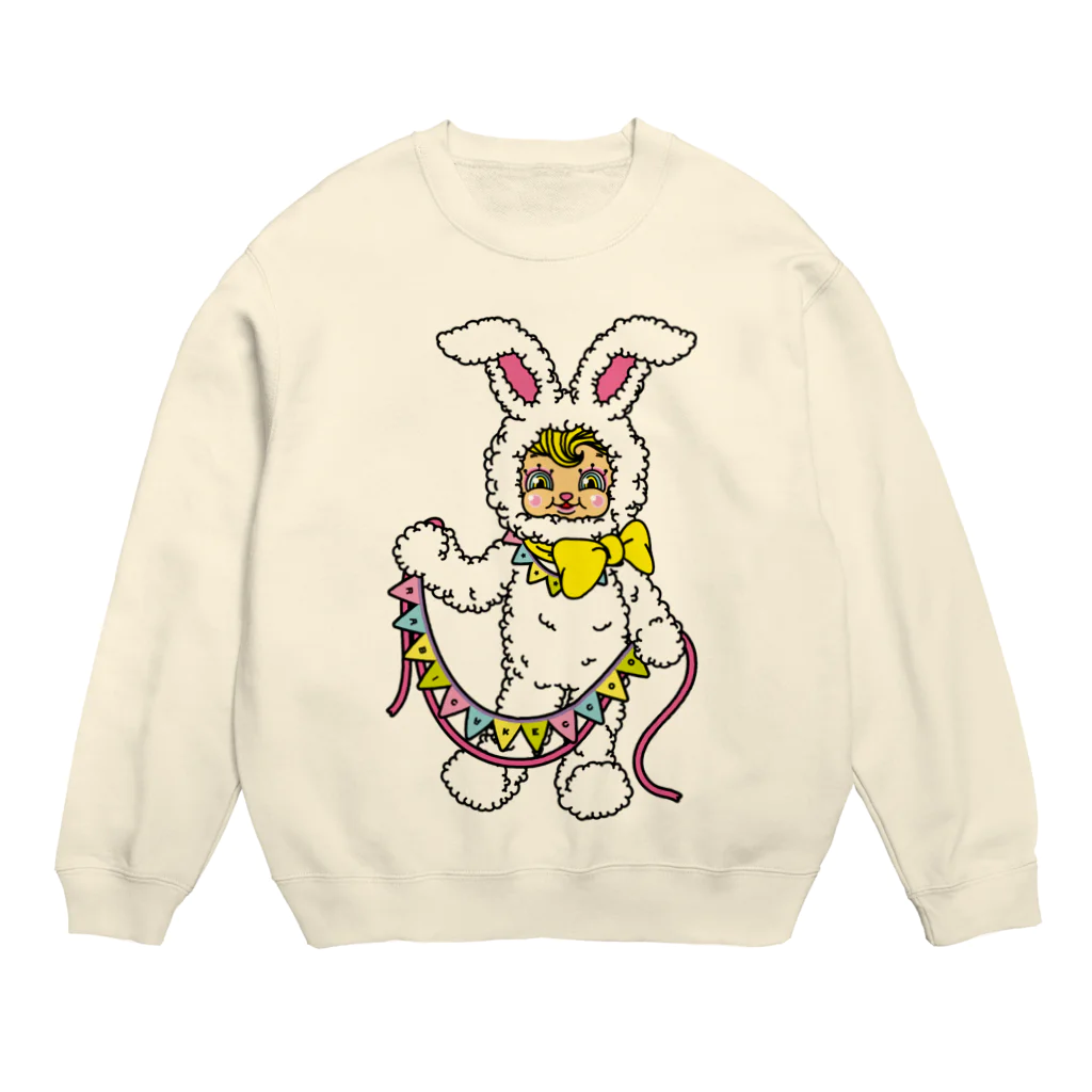 Cɐkeccooのうさぎのラビ‐パーティーフラッグ Crew Neck Sweatshirt