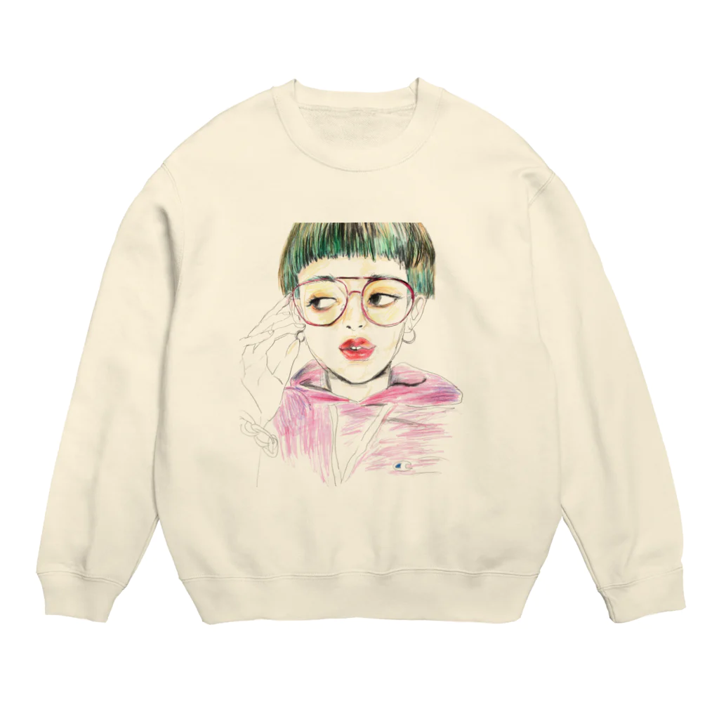 Gekkou_chanのGreen hair Crew Neck Sweatshirt