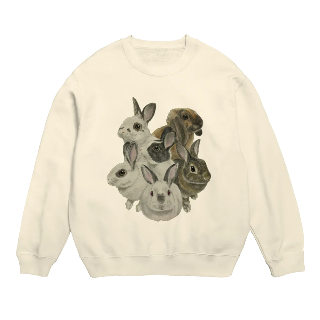 🐇のんくく🐇(❤️くろえ君❤️)のうさぎのきた道 保護うさぎ Crew Neck Sweatshirt