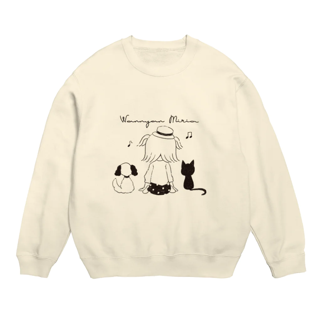 HINO ONLINE SHOP xxxのWan Nyan Miria Sweat（黒柄） Crew Neck Sweatshirt