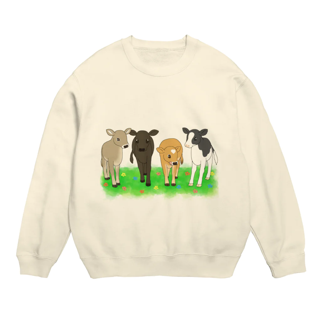 牛絵屋のなかよしこうし Crew Neck Sweatshirt