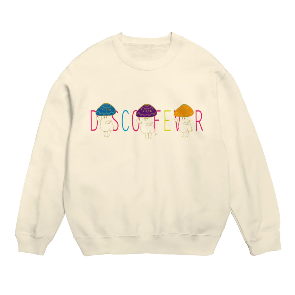 せかいのおかっぱのディスコキノコ Crew Neck Sweatshirt